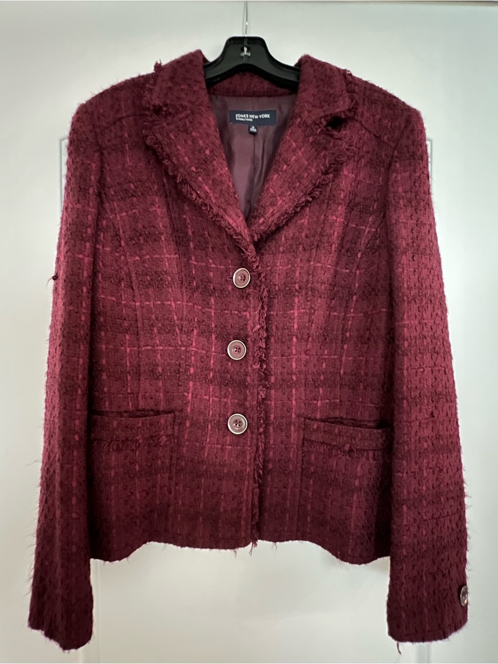 Jones New York Women's Burgundy Tweed Jacket